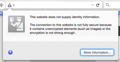 error message on Firefox