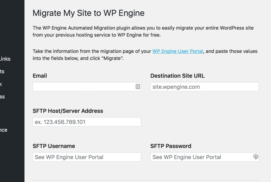WP Engine migration WordPress plugin